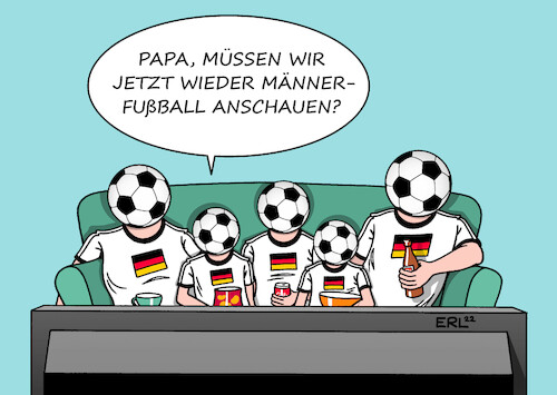 Cartoon: Fußball Alltag (medium) by Erl tagged politik,sport,fußball,frauen,frauenfußball,europameisterschaft,england,finale,london,wembley,begeisterung,euphorie,alltag,männerfußball,familie,frau,mann,kinder,fernsehen,karikatur,erl,politik,sport,fußball,frauen,frauenfußball,europameisterschaft,england,finale,london,wembley,begeisterung,euphorie,alltag,männerfußball,familie,frau,mann,kinder,fernsehen,karikatur,erl