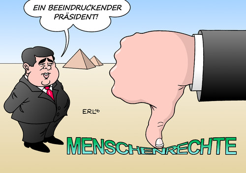 Cartoon: Gabriel (medium) by Erl tagged wirtschaftsminister,gabriel,spd,reise,besuch,ägypten,präsident,al,sisi,beeindruckend,menschenrechte,menschenrechtsverletzungen,diktatur,diktator,wüste,pyramiden,karikatur,erl,wirtschaftsminister,gabriel,spd,reise,besuch,ägypten,präsident,al,sisi,beeindruckend,menschenrechte,menschenrechtsverletzungen,diktatur,diktator,wüste,pyramiden,karikatur,erl