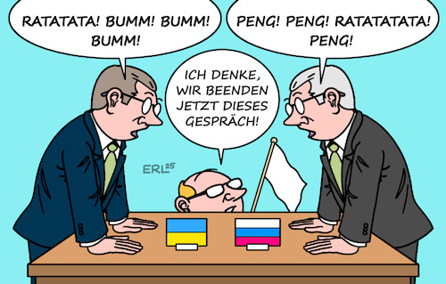 Cartoon: Gespräch (medium) by Erl tagged politik,krieg,russland,ukraine,gespräch,istanbul,sprache,gewalt,waffen,frieden,karikatur,erl,politik,krieg,russland,ukraine,gespräch,istanbul,sprache,gewalt,waffen,frieden,karikatur,erl