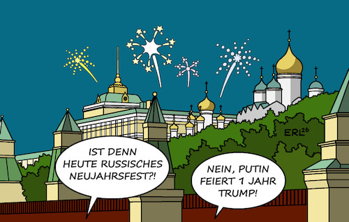 Cartoon: Gestern in Moskau (medium) by Erl tagged politik,usa,jahr,präsident,donald,trump,zerstörung,demokratie,weltordnung,freude,putin,russland,kreml,feuerwerk,karikatur,erl,politik,usa,jahr,präsident,donald,trump,zerstörung,demokratie,weltordnung,freude,putin,russland,kreml,feuerwerk,karikatur,erl