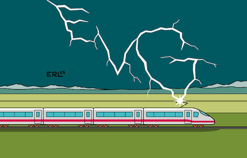 Cartoon: Gewitter (medium) by Erl tagged politik,verkehr,bahn,tarifverhandlungen,eisenbahn,verkehrsgewerkschaft,evg,ablehnung,angebot,abstimmung,streik,schlichtung,sommer,gewitter,blitz,donner,ice,oberleitung,karikatur,erl,politik,verkehr,bahn,tarifverhandlungen,eisenbahn,verkehrsgewerkschaft,evg,ablehnung,angebot,abstimmung,streik,schlichtung,sommer,gewitter,blitz,donner,ice,oberleitung,karikatur,erl