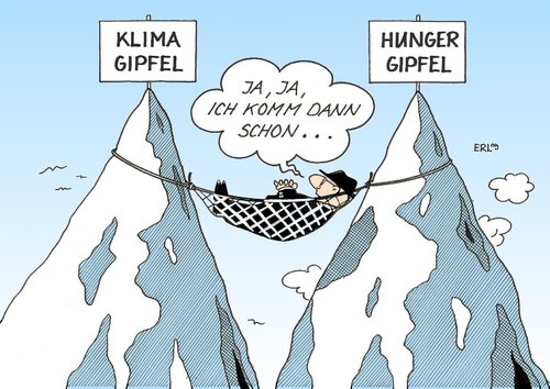 Cartoon: Gipfel (medium) by Erl tagged klimagipfel,hungergipfel,klimawandel,hunger,untätigkeit,aufschieben,hängematte,klimagipfel,hungergipfel,klima,hunger,klimawandel,untätigkeit,aufschieben,hängematte,globale erwärmung,natur,umwelt,globale,erwärmung