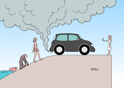 Cartoon: Greta (medium) by Erl tagged ökologie,klimawandel,erderwärmung,co2,ausstoß,reduzierung,begrenzung,politik,versagen,evolution,amphibie,affe,mensch,suv,auto,abgase,fridays,for,future,schüler,streik,protest,greta,thunberg,karikatur,erl,ökologie,klimawandel,erderwärmung,co2,ausstoß,reduzierung,begrenzung,politik,versagen,evolution,amphibie,affe,mensch,suv,auto,abgase,fridays,for,future,schüler,streik,protest,greta,thunberg,karikatur,erl