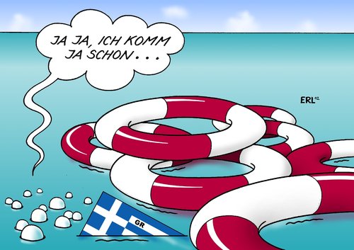 Cartoon: Griechenland-Rettung (medium) by Erl tagged griechenland,schulden,krise,bankrott,staatsbankrott,pleite,rettung,hilfspaket,rettungspaket,hilfe,annehmen,meer,rettungsring,flagge,griechenland,schulden,bankrott,staatsbankrott,pleite,rettung,hilfspaket,hilfe,rettungspaket