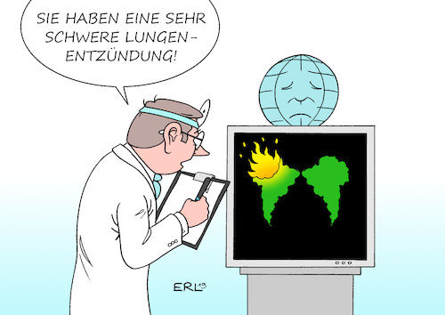 Cartoon: Grüne Lunge (medium) by Erl tagged politik,brasilien,amazonas,regenwald,waldbrände,brandstiftung,agrarindustrie,fleischkonsum,wald,klima,klimawandel,grüne,lunge,lungenentzündung,erde,karikatur,erl,politik,brasilien,amazonas,regenwald,waldbrände,brandstiftung,agrarindustrie,fleischkonsum,wald,klima,klimawandel,grüne,lunge,lungenentzündung,erde,karikatur,erl