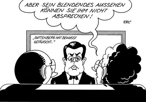 Cartoon: Guttenberg (medium) by Erl tagged guttenberg,doktorarbeit,plagiat,täuschung,bewusst,absichtlich,vorsätzlich,universität,uni,adelstitel