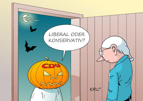 Cartoon: Halloweenfrage (medium) by Erl tagged politik,bundeskanzlerin,angela,merkel,landtagswahl,bayern,hessen,verluste,ursache,bundespolitik,grosse,koalition,groko,konsequenz,abgabe,cdu,vorsitz,partei,vorsitzende,macht,nachfolger,kandidaten,liberal,kramp,karrenbauer,laschet,konservativ,spahn,merz,halloween,frage,süßes,oder,saures,kürbis,grusel,fledermaus,karikatur,erl,politik,bundeskanzlerin,angela,merkel,landtagswahl,bayern,hessen,verluste,ursache,bundespolitik,grosse,koalition,groko,konsequenz,abgabe,cdu,vorsitz,partei,vorsitzende,macht,nachfolger,kandidaten,liberal,kramp,karrenbauer,laschet,konservativ,spahn,merz,halloween,frage,süßes,oder,saures,kürbis,grusel,fledermaus,karikatur,erl