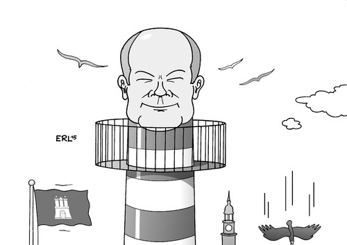 Cartoon: Hamburg II (medium) by Erl tagged hamburg,bürgerschaftswahl,wahl,bürgermeister,olaf,scholz,spd,cdu,grüne,fdp,afd,leuchtturm,möwen
