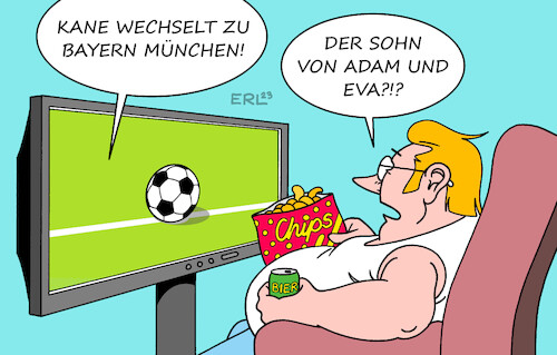 Cartoon: Harry Kane (medium) by Erl tagged politik,sport,fußball,transfer,wechsel,harry,kane,bayern,münchen,name,aussprache,kain,bibel,soh,adam,und,eva,fernsehen,mann,karikatur,erl,politik,sport,fußball,transfer,wechsel,harry,kane,bayern,münchen,name,aussprache,kain,bibel,soh,adam,und,eva,fernsehen,mann,karikatur,erl