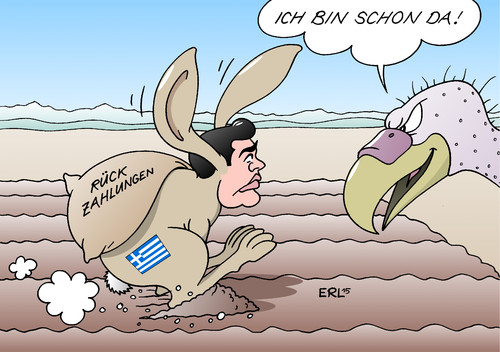 Cartoon: Hase und Igel (medium) by Erl tagged hase,und,igel,märchen,brüder,grimm,wettlauf,sieger,verlierer,griechenland,krise,schulden,kredit,rückzahlung,pleitegeier,bankrott,staatsbankrott,karikatur,erl,hase,und,igel,märchen,brüder,grimm,wettlauf,sieger,verlierer,griechenland,krise,schulden,kredit,rückzahlung,pleitegeier,bankrott,staatsbankrott