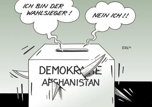 Cartoon: Hauen und Stechen (medium) by Erl tagged wahl,afghanistan,wahlsieger,sieger,streit,karzai,abdullah,wahl,wahlen,afghanistan,wahlsieger,wahlkampf,sieger,streit,karzai,abdullah,gewinner