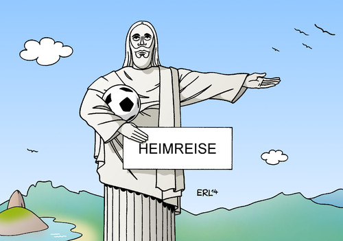 Cartoon: Heimreise (medium) by Erl tagged fußball,weltmeisterschaft,wm,viertelfinale,deutschland,frankreich,christus,statue,christusstatue,rio,corcovado,halbfinale,heimreise,fußball,weltmeisterschaft,wm,viertelfinale,deutschland,frankreich,christus,statue,christusstatue,rio,corcovado,halbfinale,heimreise