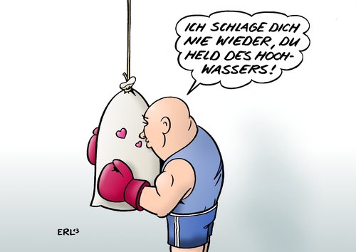 Cartoon: Held des Hochwassers (medium) by Erl tagged hochwasser,flut,überschwemmung,deich,sandsack,held,würdigung,boxen,boxer,hochwasser,flut,überschwemmung,deich,sandsack,held,würdigung,boxen,boxer