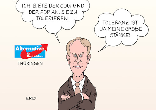 Cartoon: Höckes Angebot (medium) by Erl tagged politik,thüringen,landtagswahl,wahl,regierungsbildung,gespräche,afd,björn,höcke,flügel,rechtsextremismus,nationalismus,rassismus,angebot,cdu,fdp,tolerierung,toleranz,karikatur,erl,politik,thüringen,landtagswahl,wahl,regierungsbildung,gespräche,afd,björn,höcke,flügel,rechtsextremismus,nationalismus,rassismus,angebot,cdu,fdp,tolerierung,toleranz,karikatur,erl