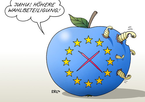 Cartoon: Höhere Wahlbeteiligung (medium) by Erl tagged austritt,kritik,euro,rechtspopulismus,skeptiker,gegner,parlament,europawahl,wahl,europa,eu,wahlbeteiligung,höher,wurm,apfel,eu,europa,wahl,europawahl,parlament,gegner,skeptiker,rechtspopulismus,euro,kritik,austritt,apfel,wurm,höher,wahlbeteiligung