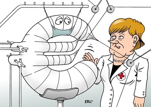 Cartoon: Hoffentlich hilfts (medium) by Erl tagged euro,europa,eu,geld,währung,portugal,irland,griechenland,krise,schulden,rettungspaket,rettung,bundeskanzlerin,therapie,hilfspaket,hoffnung,merkel,angela,arzt,heilung,europa,währung,schulden,griechenland,irland,portugal,rettung,rettungspaket,merkel,hoffnung,heilung