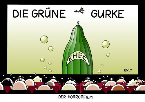 Cartoon: Horrorfilm (medium) by Erl tagged ehec,bakterium,bakterien,durchfall,niere,nerven,rind,gülle,dünfer,gemüse,gurke,spanien,panik,angst,horror,film,kino,der,weiße,hai,ehec,bakterium,bakterien,durchfall,niere,nerven,rind,gülle,spanien,gurke,panik,angst,horror,film,lebensmittel