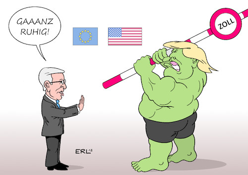 Cartoon: Hulk I (medium) by Erl tagged politik,usa,präsident,donald,trump,wirtschaft,wirtschaftspolitik,nationalismus,abschottung,strafzölle,zoelle,zoll,zollschranke,handel,welthandel,freihandel,einschränkung,gefährdung,egoismus,america,first,handelskrieg,eu,europa,vielstimmigkeit,besuch,kommissionspräsident,jean,claude,juncker,hulk,geld,finanzen,karikatur,erl,politik,usa,präsident,donald,trump,wirtschaft,wirtschaftspolitik,nationalismus,abschottung,strafzölle,zoelle,zoll,zollschranke,handel,welthandel,freihandel,einschränkung,gefährdung,egoismus,america,first,handelskrieg,eu,europa,vielstimmigkeit,besuch,kommissionspräsident,jean,claude,juncker,hulk,geld,finanzen,karikatur,erl