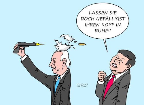 Cartoon: I Tell you (medium) by Erl tagged politik,geheimdienst,spionage,spionageballon,china,usa,ausspähen,atomanlagen,ballon,abschuss,joe,biden,wilhelm,tell,xi,jinping,protest,karikatur,erl,politik,geheimdienst,spionage,spionageballon,china,usa,ausspähen,atomanlagen,ballon,abschuss,joe,biden,wilhelm,tell,xi,jinping,protest,karikatur,erl