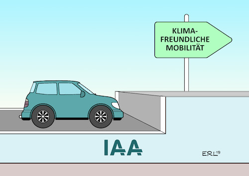 Cartoon: IAA 1 (medium) by Erl tagged politik,auto,automobilbau,automobil,messe,frankfurt,iaa,diesel,skandal,krise,alternative,antriebe,elektroauto,elektromobilität,wasserstoff,mobilität,zukunft,klima,co2,klimaschutz,klimawandel,verkehrswende,karikatur,erl,politik,auto,automobilbau,automobil,messe,frankfurt,iaa,diesel,skandal,krise,alternative,antriebe,elektroauto,elektromobilität,wasserstoff,mobilität,zukunft,klima,co2,klimaschutz,klimawandel,verkehrswende,karikatur,erl