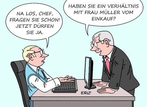 Cartoon: Impfstatus (medium) by Erl tagged politik,corona,virus,pandemie,covid19,vierte,welle,vermeidung,lockdown,impfung,impfen,testen,geimpft,genesen,getestet,arbeitsplatz,auskunft,frage,impfstatus,arbeitnehmer,arbeitgeber,chef,büro,karikatur,erl,politik,corona,virus,pandemie,covid19,vierte,welle,vermeidung,lockdown,impfung,impfen,testen,geimpft,genesen,getestet,arbeitsplatz,auskunft,frage,impfstatus,arbeitnehmer,arbeitgeber,chef,büro,karikatur,erl