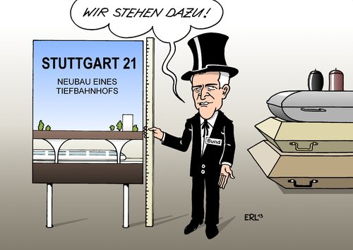 Cartoon: In den letzten Zügen (medium) by Erl tagged stuttgart,21,bahnhof,neubau,tiefbahnhof,kostenexplosion,bund,land,baden,württemberg,bundesverkehrsminister,peter,ramsauer,treue,bekenntnis,bestattung,sarg,urne,stuttgart,21,bahnhof,neubau,tiefbahnhof,kostenexplosion,bund,land,baden,württemberg,bundesverkehrsminister,peter,ramsauer,treue,bekenntnis,bestattung,sarg,urne