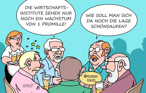 Cartoon: In der Wirtschaft (medium) by Erl tagged politik,wirtschaft,fruehjahrsprognose,wirtschaftsforschungsinstitute,wirtschaftswachstum,wachstum,gering,prozent,promille,bier,alkohol,lage,schönsaufen,stammtisch,karikatur,erl,politik,wirtschaft,fruehjahrsprognose,wirtschaftsforschungsinstitute,wirtschaftswachstum,wachstum,gering,prozent,promille,bier,alkohol,lage,schönsaufen,stammtisch,karikatur,erl