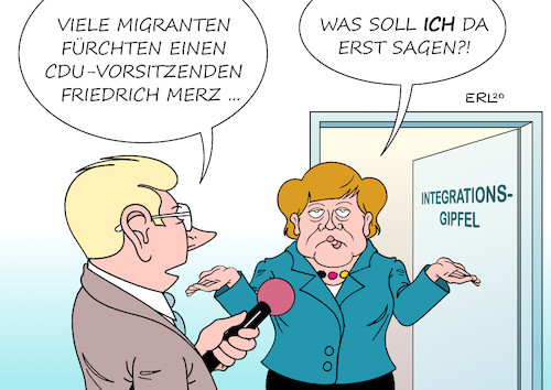 Cartoon: Integrationsgipfel (medium) by Erl tagged politik,integrationsgipfel,kanzleramt,bundeskanzlerin,angela,merkel,integration,migration,migranten,flüchtlinge,cdu,vorsitz,kandidat,friedrich,merz,konservativ,erzfeind,angst,furcht,karikatur,erl,politik,integrationsgipfel,kanzleramt,bundeskanzlerin,angela,merkel,integration,migration,migranten,flüchtlinge,cdu,vorsitz,kandidat,friedrich,merz,konservativ,erzfeind,angst,furcht,karikatur,erl