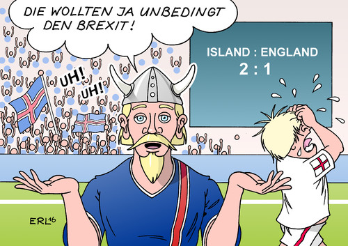 Cartoon: Island England (medium) by Erl tagged brexit,großbritannien,eu,austritt,referendum,reue,kater,fußball,em,europameisterschaft,achtelfinale,island,england,sieg,niederlage,heulen,jubel,wikinger,karikatur,erl,brexit,großbritannien,eu,austritt,referendum,reue,kater,fußball,em,europameisterschaft,achtelfinale,island,england,sieg,niederlage,heulen,jubel,wikinger,karikatur,erl