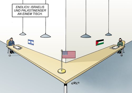 Cartoon: Israelis und Palästinenser (medium) by Erl tagged nahost,israelis,palästinenser,friedensgespräche,friede,frieden,verhandlung,verhandlungstisch,usa,nahost,israelis,palästinenser,friedensgespräche,friede,frieden,verhandlung,verhandlungstisch,usa