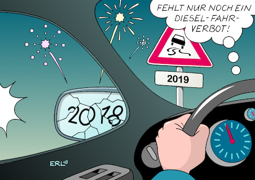 Cartoon: Jahreswechsel (medium) by Erl tagged politik,jahreswechsel,silvester,neujahr,2018,2019,kriege,syrien,jemen,handelskrieg,trump,china,weltwirtschaft,deutschland,diesel,dieselfahrverbote,auto,autofahrer,karikatur,erl,politik,jahreswechsel,silvester,neujahr,2018,2019,kriege,syrien,jemen,handelskrieg,trump,china,weltwirtschaft,deutschland,diesel,dieselfahrverbote,auto,autofahrer,karikatur,erl