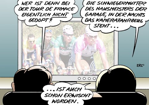 Cartoon: Jan Ullrich Doping (medium) by Erl tagged ullrich,jan,doping,france,de,tour,radsport,erik,zabel,epo,verdacht,radsport,doping,jan,ullrich,erik,zabel,epo