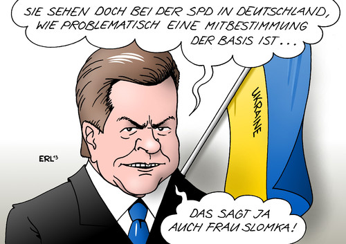 Cartoon: Janukowitsch (medium) by Erl tagged ukraine,präsident,viktor,janukowitsch,machtkampf,oppsition,richtung,eu,russland,demokratie,volk,basis,deutschland,spd,mitgliederentscheid,koalitionsvertrag,große,koalition,schwarz,rot,cdu,csu,sigmar,gabriel,marietta,slomka,interview,heute,journal,streit,ukraine,präsident,viktor,janukowitsch,machtkampf,oppsition,richtung,eu,russland,demokratie,volk,basis,deutschland,spd,mitgliederentscheid,koalitionsvertrag,große,koalition,schwarz,rot,cdu,csu,sigmar,gabriel,marietta,slomka,interview,heute,journal,streit