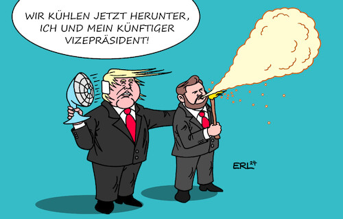 Cartoon: J.D. Vance (medium) by Erl tagged politik,usa,wahl,präsidentschaft,wahlkampf,hitzig,attentat,schüsse,ohr,expräsident,donald,trump,kür,kandidat,republikaner,einigung,atmosphäre,herunterkühlen,verkündung,vizepräsident,vance,rechtsaußen,scharfmacher,feuerspucker,ventilator,karikatur,erl,politik,usa,wahl,präsidentschaft,wahlkampf,hitzig,attentat,schüsse,ohr,expräsident,donald,trump,kür,kandidat,republikaner,einigung,atmosphäre,herunterkühlen,verkündung,vizepräsident,vance,rechtsaußen,scharfmacher,feuerspucker,ventilator,karikatur,erl