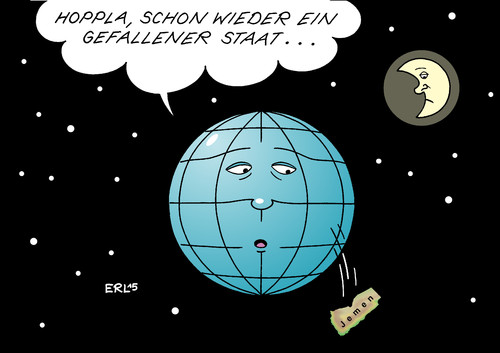 Cartoon: Jemen (medium) by Erl tagged jemen,bürgerkrieg,rebellen,regierung,flucht,staat,gefallen,fall,syrien,somalia,erde,mond,sterne,weltall,karikatur,erl,jemen,bürgerkrieg,rebellen,regierung,flucht,staat,gefallen,fall,syrien,somalia,erde,mond,sterne,weltall