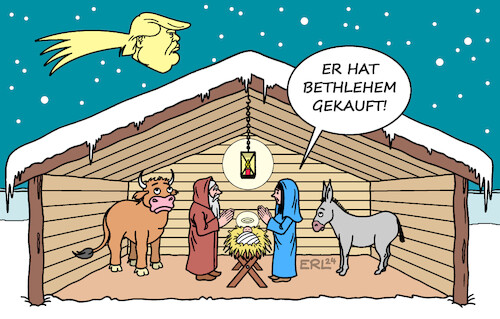 Cartoon: Jetzt hilft nur noch beten! (medium) by Erl tagged politik,usa,trump,anspruch,panamakanal,grönland,weihnachten,bethlehem,stern,karikatur,erl,politik,usa,trump,anspruch,panamakanal,grönland,weihnachten,bethlehem,stern,karikatur,erl