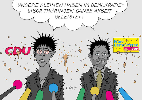 Cartoon: Jugend forscht (medium) by Erl tagged politik,thüringen,landtagswahl,wahlsieger,bodo,ramelow,die,linke,wahl,ministerpräsident,thomas,kemmerich,fdp,stimmen,cdu,afd,rechtspopulismus,rechtsextremismus,flügel,björn,höcke,sündenfall,rückzieher,schaden,akk,kramp,karrenbauer,lindner,demokratie,labor,jugend,forscht,karikatur,erl,politik,thüringen,landtagswahl,wahlsieger,bodo,ramelow,die,linke,wahl,ministerpräsident,thomas,kemmerich,fdp,stimmen,cdu,afd,rechtspopulismus,rechtsextremismus,flügel,björn,höcke,sündenfall,rückzieher,schaden,akk,kramp,karrenbauer,lindner,demokratie,labor,jugend,forscht,karikatur,erl