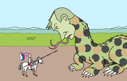 Cartoon: Julija Nawalnaja (medium) by Erl tagged politik,russland,diktator,wladimir,putin,unterdrückung,ausschaltung,opposition,verhaftung,ermordung,kritiker,alexej,nawalny,fortführung,kampf,frau,julija,nawalnaja,ritter,ritterin,drache,karikatur,erl,politik,russland,diktator,wladimir,putin,unterdrückung,ausschaltung,opposition,verhaftung,ermordung,kritiker,alexej,nawalny,fortführung,kampf,frau,julija,nawalnaja,ritter,ritterin,drache,karikatur,erl