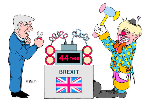 Cartoon: Juncker und Johnson (medium) by Erl tagged politik,brexit,großbritannien,eu,boris,johnson,jean,claude,juncker,zeitbombe,entschärfung,clown,karikatur,erl,politik,brexit,großbritannien,eu,boris,johnson,jean,claude,juncker,zeitbombe,entschärfung,clown,karikatur,erl