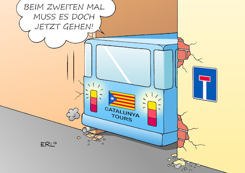 Cartoon: Katalonien-Reisen (medium) by Erl tagged katalonien,unabhängigkeit,referendum,spanien,verbot,verfassung,verfassungswidrig,recht,gesetz,geld,konsequenzen,wirtschaft,paragraf,155,übernahme,macht,madrid,konflikt,konfrontation,versagen,mariano,rajoy,carles,puigdemont,busfahrer,sackgasse,manövriert,neuwahl,zweite,chance,karikatur,erl,katalonien,unabhängigkeit,referendum,spanien,verbot,verfassung,verfassungswidrig,recht,gesetz,geld,konsequenzen,wirtschaft,paragraf,155,übernahme,macht,madrid,konflikt,konfrontation,versagen,mariano,rajoy,carles,puigdemont,busfahrer,sackgasse,manövriert,neuwahl,zweite,chance,karikatur,erl