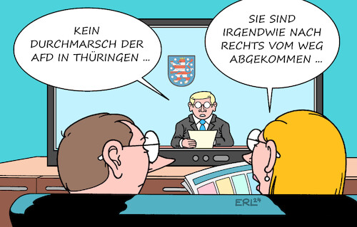 Cartoon: Kein Durchmarsch (medium) by Erl tagged politik,demokratie,wahl,kommunalwahl,kommunalwahlen,thüringen,kein,durchmarsch,afd,weg,nach,rechts,rechtspopulismus,rechtsextremismus,partei,karikatur,erl,politik,demokratie,wahl,kommunalwahl,kommunalwahlen,thüringen,kein,durchmarsch,afd,weg,nach,rechts,rechtspopulismus,rechtsextremismus,partei,karikatur,erl