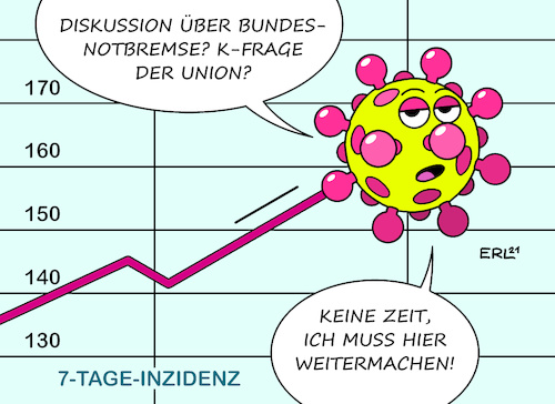 Cartoon: Keine Zeit (medium) by Erl tagged politik,corona,virus,pandemie,covid19,föderalismus,bund,länder,ministerpräsidenten,ministerpräsidentinnen,chaos,durcheinander,verwirrung,bundeskanzlerin,angela,merkel,änderung,infektionsschutzgesetz,bundesnotbremse,notbremse,cdu,csu,frage,union,armin,laschet,markus,söder,machtkampf,dritte,welle,anstieg,fallzahlen,inzidenz,inzidenzwert,karikatur,erl,politik,corona,virus,pandemie,covid19,föderalismus,bund,länder,ministerpräsidenten,ministerpräsidentinnen,chaos,durcheinander,verwirrung,bundeskanzlerin,angela,merkel,änderung,infektionsschutzgesetz,bundesnotbremse,notbremse,cdu,csu,frage,union,armin,laschet,markus,söder,machtkampf,dritte,welle,anstieg,fallzahlen,inzidenz,inzidenzwert,karikatur,erl