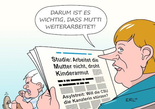 Cartoon: Kinderarmut (medium) by Erl tagged politik,regierung,grosse,koalition,groko,cdu,csu,spd,streit,asylstreit,asylpolitik,flüchtlingspolitik,flüchtlinge,innenminister,horst,seehofer,grenze,zurückweisung,national,alleingang,bundeskanzlerin,angela,merkel,eu,lösung,familienpolitik,erleichterungen,kindergeld,baukindergeld,studie,arbeit,mutter,kinderarmut,mutti,karikatur,erl,politik,regierung,grosse,koalition,groko,cdu,csu,spd,streit,asylstreit,asylpolitik,flüchtlingspolitik,flüchtlinge,innenminister,horst,seehofer,grenze,zurückweisung,national,alleingang,bundeskanzlerin,angela,merkel,eu,lösung,familienpolitik,erleichterungen,kindergeld,baukindergeld,studie,arbeit,mutter,kinderarmut,mutti,karikatur,erl