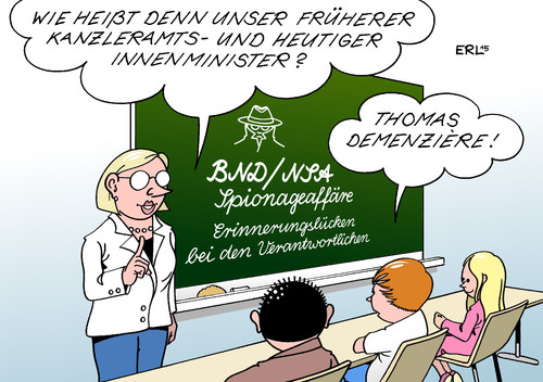 Cartoon: Kindermund (medium) by Erl tagged bnd,nsa,geheimdienst,deutschland,usa,zusammenarbeit,spionage,kontrolle,bundeskanzleramt,kanzleramt,kanzleramtsminister,thomas,de,maiziere,wissen,geheimhaltung,erinnerung,erinnerungslücke,alzheimer,demenz,kind,kinder,wahrheit,schule,karikatur,erl,bnd,nsa,geheimdienst,deutschland,usa,zusammenarbeit,spionage,kontrolle,bundeskanzleramt,kanzleramt,kanzleramtsminister,thomas,de,maiziere,wissen,geheimhaltung,erinnerung,erinnerungslücke,alzheimer,demenz,demnet,kind,kinder,kindermund,wahrheit,schule,unterricht,lehrerin,sozialkunde