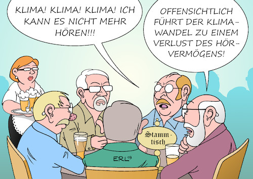 Cartoon: Klima in aller Munde (medium) by Erl tagged politik,ökologie,umwelt,klima,klimawandel,erderwärmung,klimaschutz,klimaleugner,rechtspopulismus,stammtisch,hören,hörvermögen,gesundheit,karikatur,erl,politik,ökologie,umwelt,klima,klimawandel,erderwärmung,klimaschutz,klimaleugner,rechtspopulismus,stammtisch,hören,hörvermögen,gesundheit,karikatur,erl