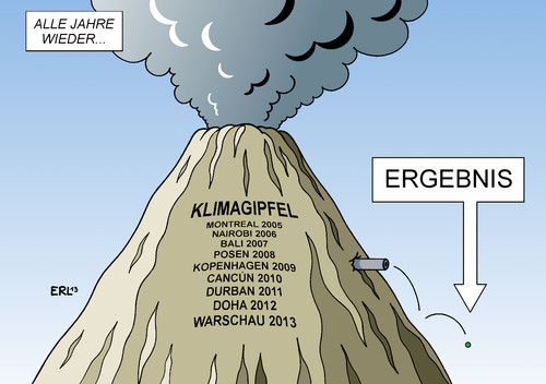 Cartoon: Klimagipfel (medium) by Erl tagged klimagipfel,warschau,klimawandel,erderwärmung,co2,ausstoß,begrenzung,verhandlungen,polen,kohle,kohlekraftwerk,umweltschutz,vulkan,rauch,ergebnis,enttäuschung,klimagipfel,warschau,klimawandel,erderwärmung,co2,ausstoß,begrenzung,verhandlungen,polen,kohle,kohlekraftwerk,umweltschutz,vulkan,rauch,ergebnis,enttäuschung