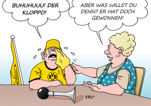 Cartoon: Klopp BVB (medium) by Erl tagged sport,fußball,europa,league,fc,liverpool,trainer,jürgen,klopp,extrainer,bvb,borussia,dortmund,niederlage,dramatisch,führung,verspielt,aufholjagd,fan,trauer,weinen,mutter,trost,karikatur,erl,sport,fußball,europa,league,fc,liverpool,trainer,jürgen,klopp,extrainer,bvb,borussia,dortmund,niederlage,dramatisch,führung,verspielt,aufholjagd,fan,trauer,weinen,mutter,trost,karikatur,erl