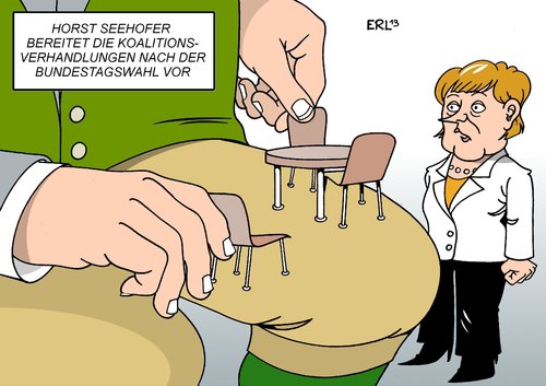 Cartoon: Koalitionsverhandlungen (medium) by Erl tagged koalitionsverhandlungen,bundestagswahl,2013,horst,seehofer,ministerpräsident,bayern,absolute,mehrheit,verhandlungsposition,bundeskanzlerin,angela,merkel,koalitionsverhandlungen,bundestagswahl,2013,horst,seehofer,ministerpräsident,bayern,absolute,mehrheit,verhandlungsposition,bundeskanzlerin,angela,merkel