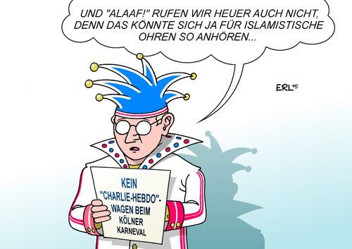 Cartoon: Kölner Karneval (medium) by Erl tagged karneval,köln,wagen,thema,charlie,hebdo,anschlag,paris,absage,angst,einknicken,islamismus,alaaf,karikatur,erl,karneval,köln,wagen,thema,charlie,hebdo,anschlag,paris,absage,angst,einknicken,islamismus,alaaf