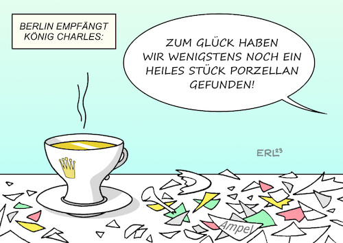 Cartoon: König Charles Besuch (medium) by Erl tagged politik,bundesregierung,ampel,spd,grüne,fdp,streit,klima,klimaschutz,auto,autobahn,ausbau,koalitionsausschuss,treffen,porzellan,zerschlagen,besuch,könig,charles,großbritannien,gb,uk,tee,teetasse,karikatur,erl,politik,bundesregierung,ampel,spd,grüne,fdp,streit,klima,klimaschutz,auto,autobahn,ausbau,koalitionsausschuss,treffen,porzellan,zerschlagen,besuch,könig,charles,großbritannien,gb,uk,tee,teetasse,karikatur,erl